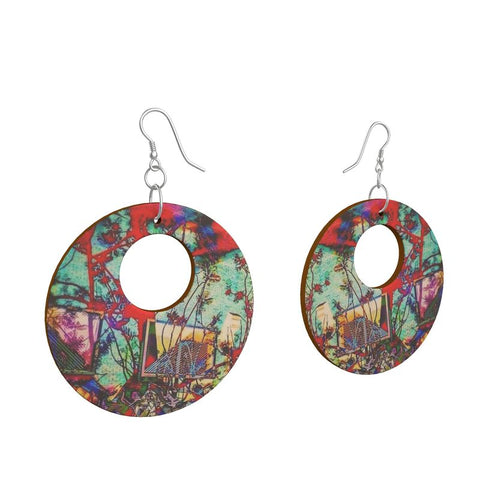 Wooden Earrings: Organic Shape ‘ Tatuaggio casa’